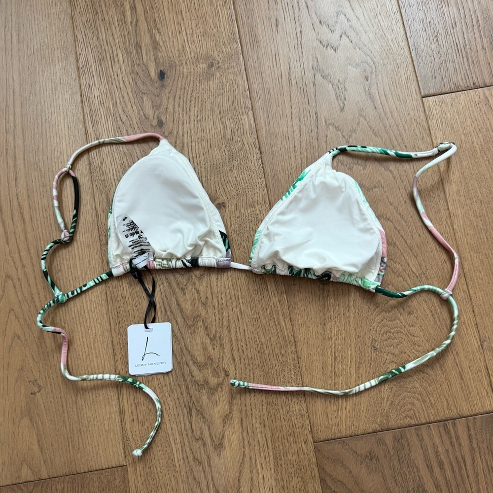Lenny Niemeyer Marau Triangle Bikini Top - Size M - NWT - Cream/Pink/Green - Picture 6 of 8